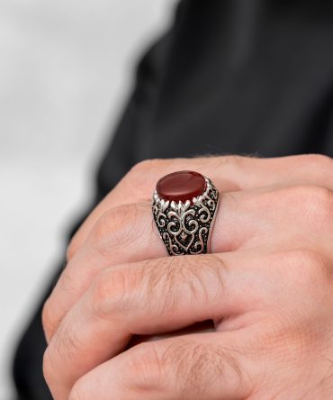 خاتم رجالي حجر العقيق يماني