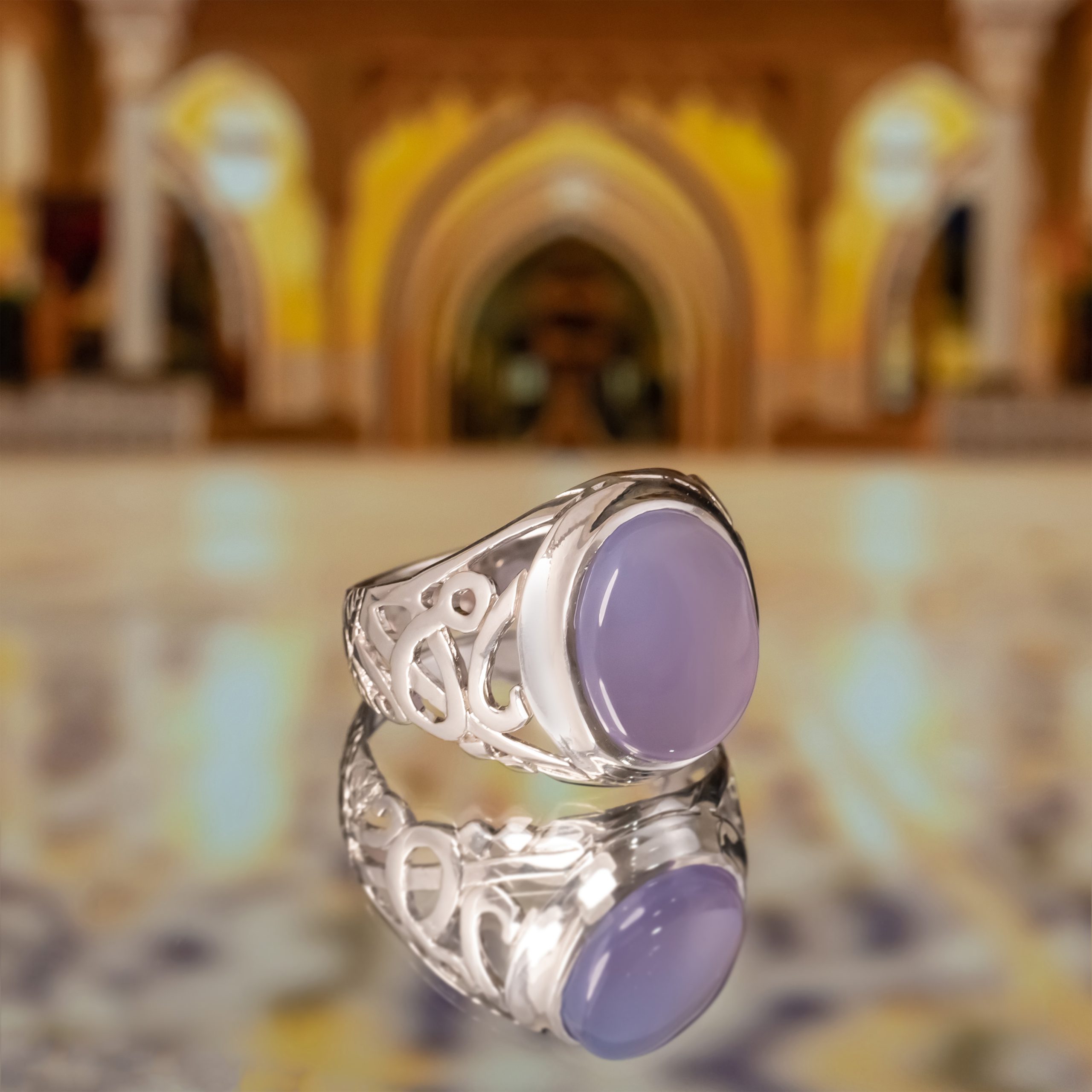 خاتم حجر العقيق اليماني السماوي - الصورة 2