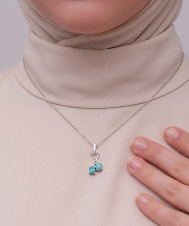 قلادة نسائية "فيروز" بطلاء الروديوم