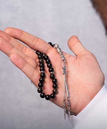 سبحة حجر العقيق الاسود