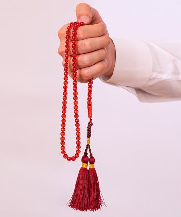 سبحة كهرمان احمر دائري